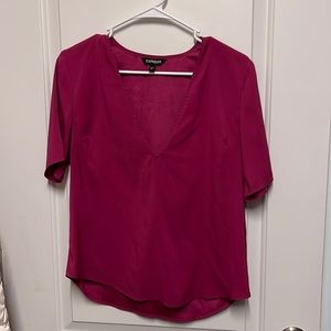 Magenta v neck blouse